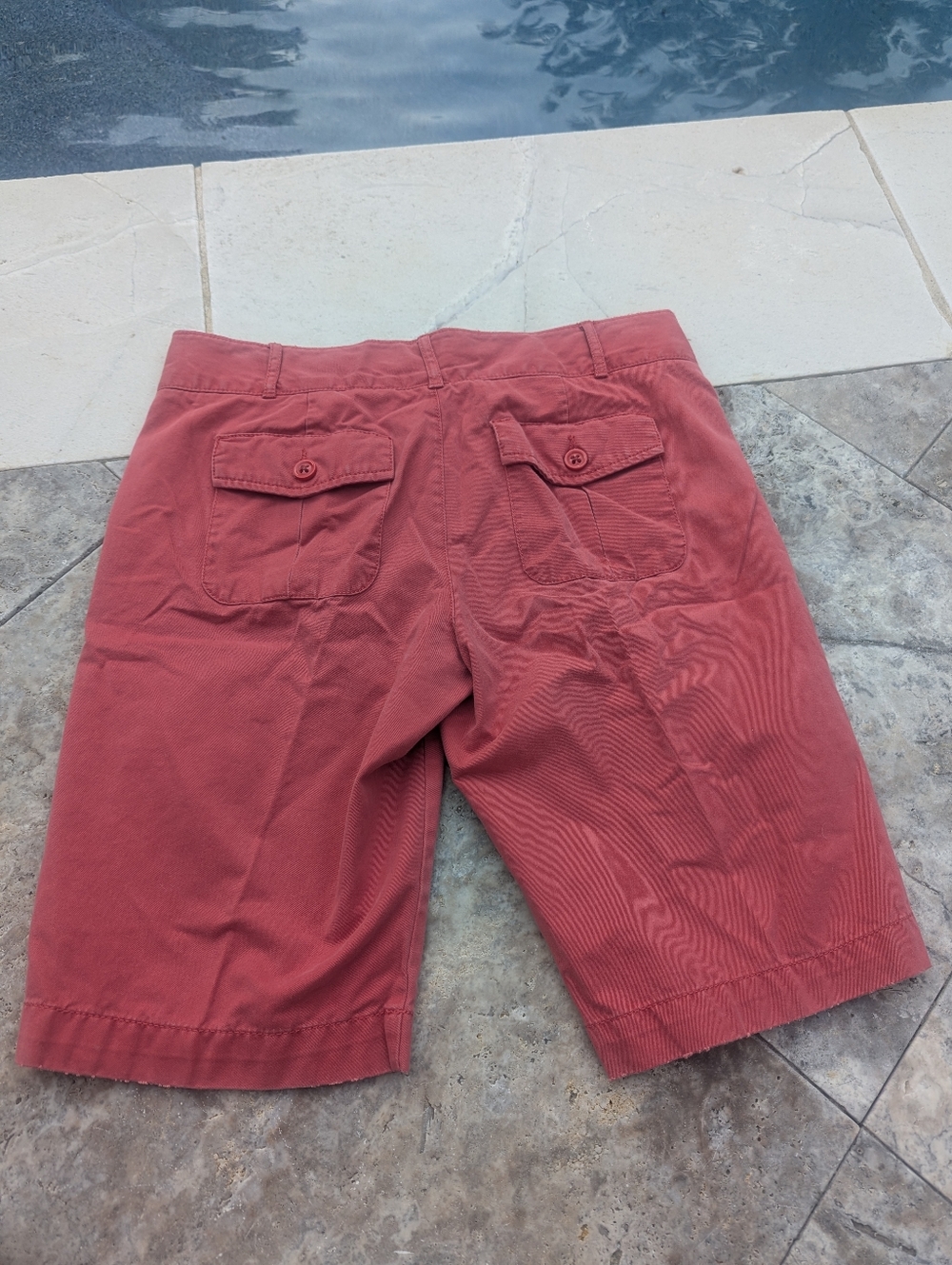 Lot Of 2 Women's Casual Red/Salmon  Cotton Bermuda Shorts And White Ones .